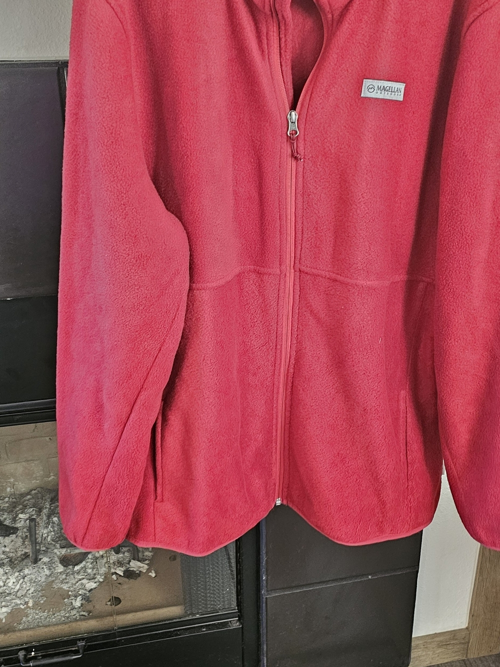Magellan Outdoors Red Full-Zip Fleece Jacket